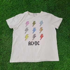 ACDC Band Shirt Womens XL 22x26 White Spellout